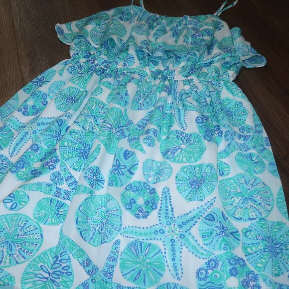 Womens Lilly Pulitzer for Target Aqua Blue Sea Urchin Ruffle Sun Dress Plus 1X - Picture 3 of 6